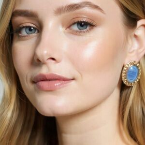 Vintage style blue stone large studs